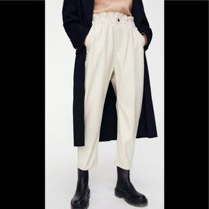 Zara Faux Nude Leather Baggy High Waisted Pant